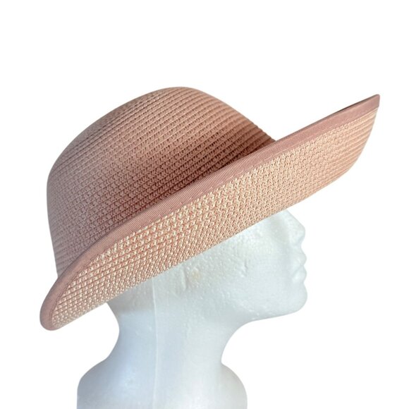 Magid Hats Rolled Wide Brim Sun Hat Pink Ombre Straw Ponytail Hair Bun Notch - Picture 5 of 10